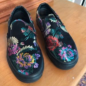 Vans Slip-On Festival Satin Black Skate Shoes NWOB